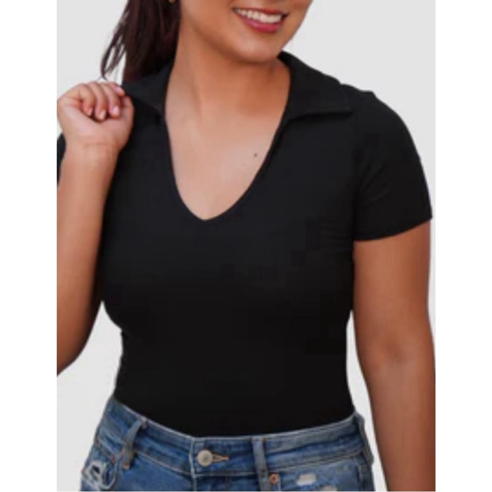 Short Sleeve Collar Bodysuit